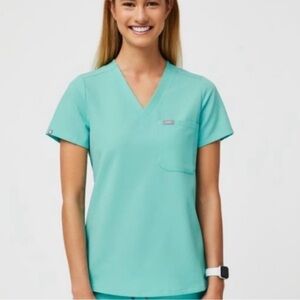 Figs Women's Aqua V-Neck Top